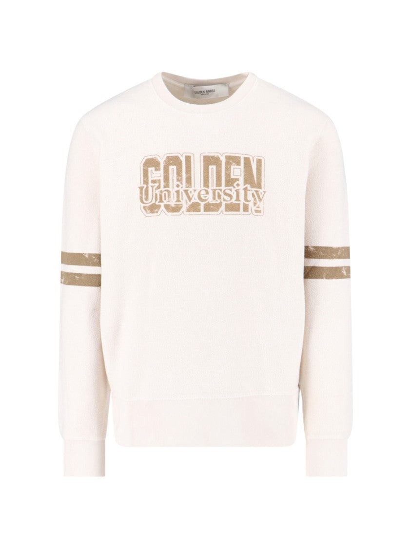 Golden Goose Logo Crewneck Sweatshirt Cream