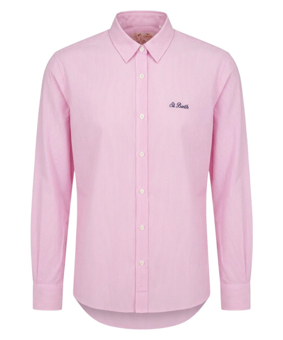 Mc2 Saint Barth Vertical Stripe Long-Sleeved Shirt With Embroidered Details