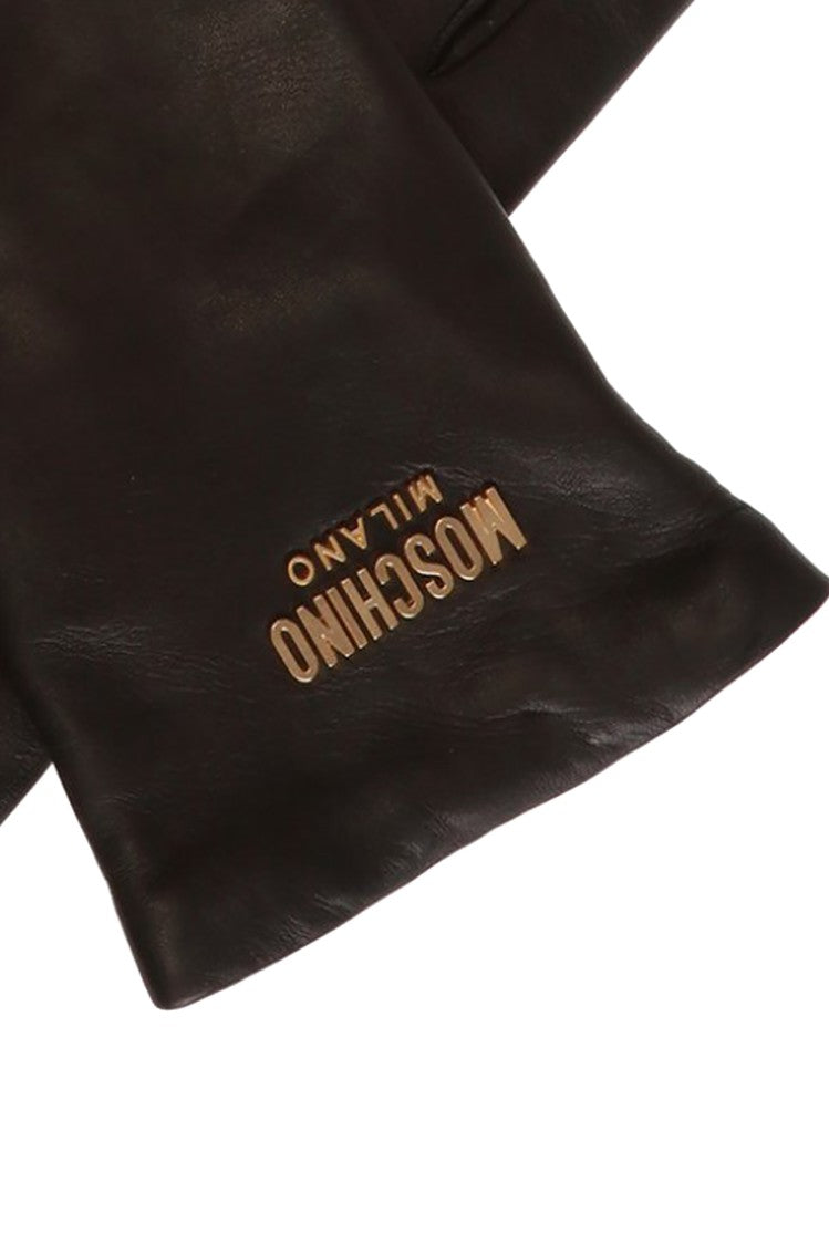 Moschino Leather Gloves With Logo