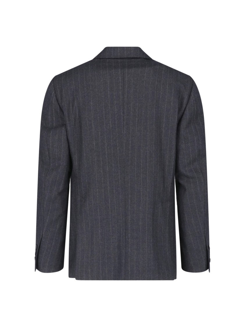 Lardini Double-Breasted Virgin Wool Suit With Pinstripe Design