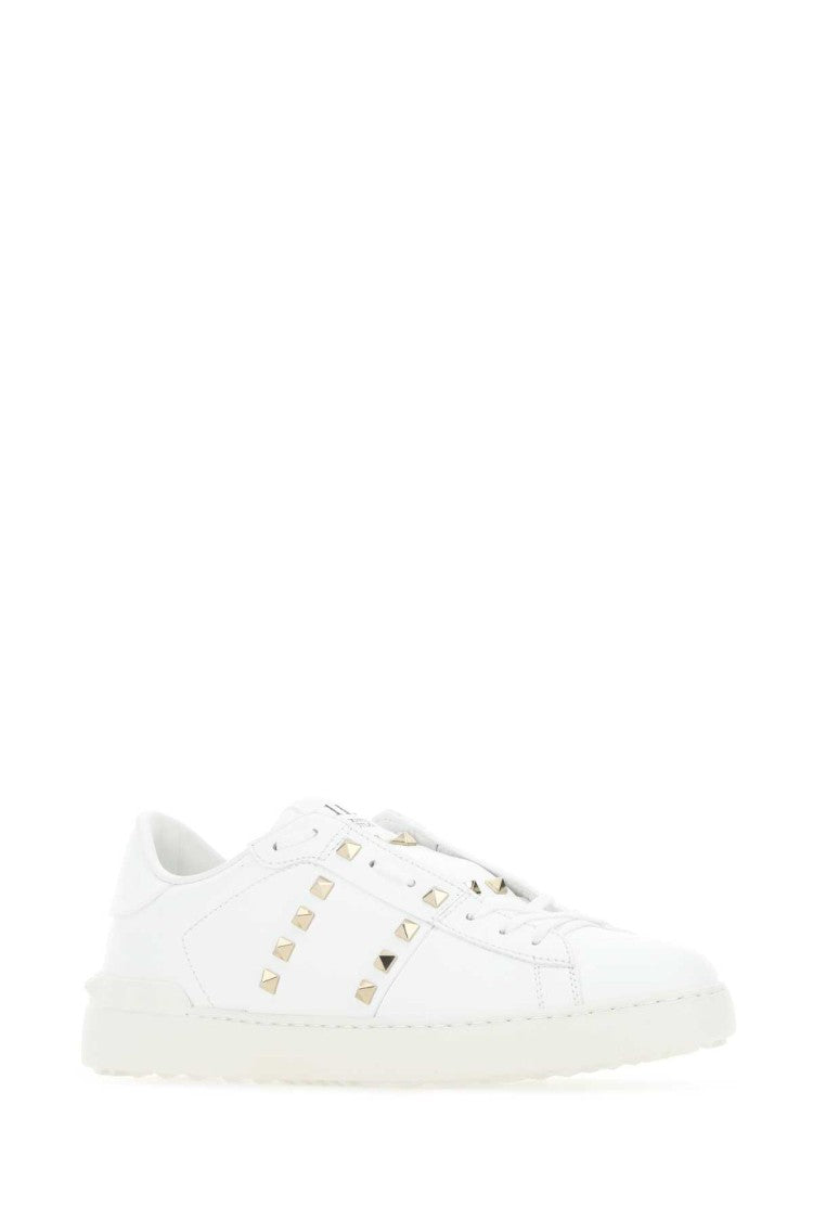 Valentino Garavani White Leather Rockstud Untitled Sneakers