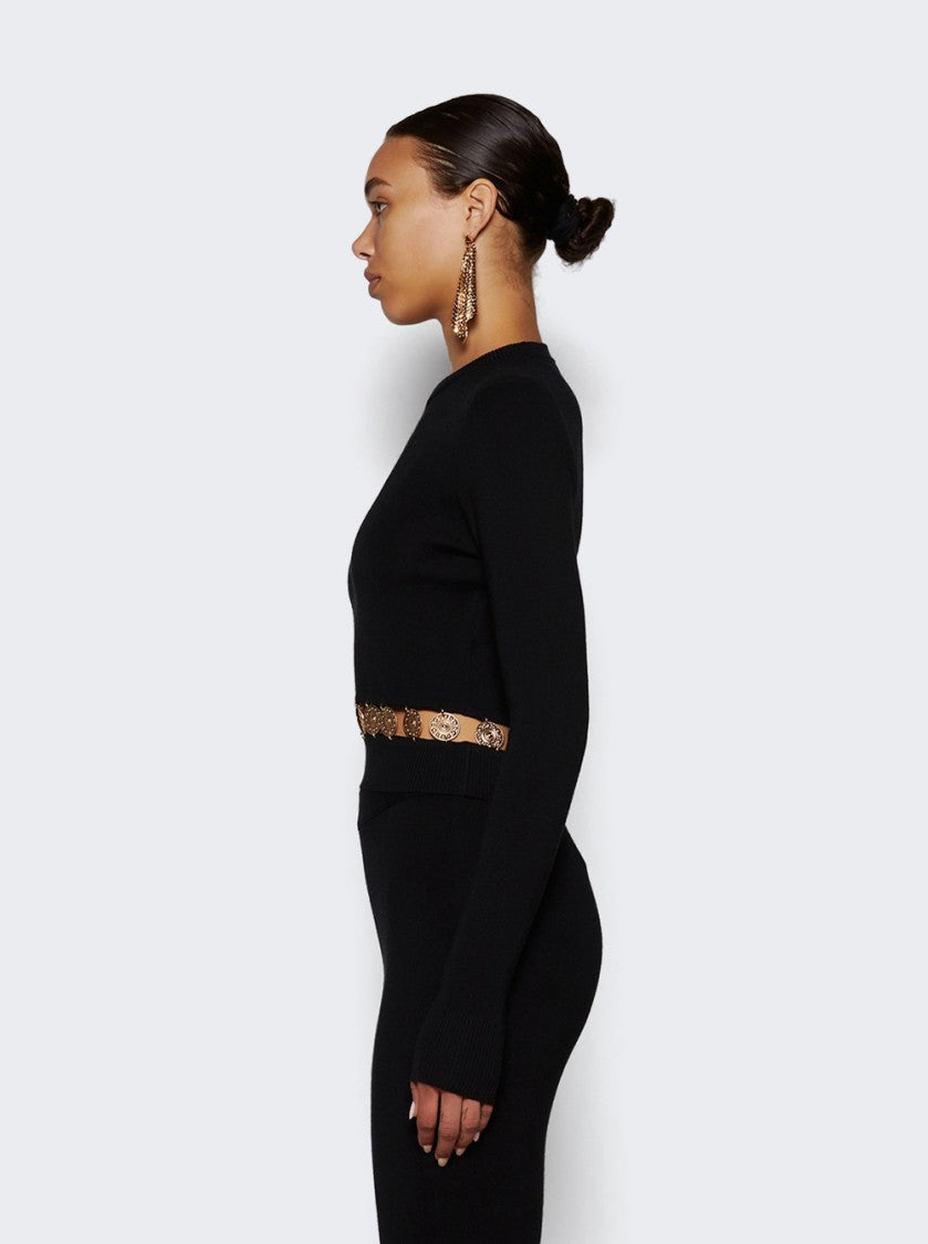 Rabanne Ribbed Knit Cardigan Black