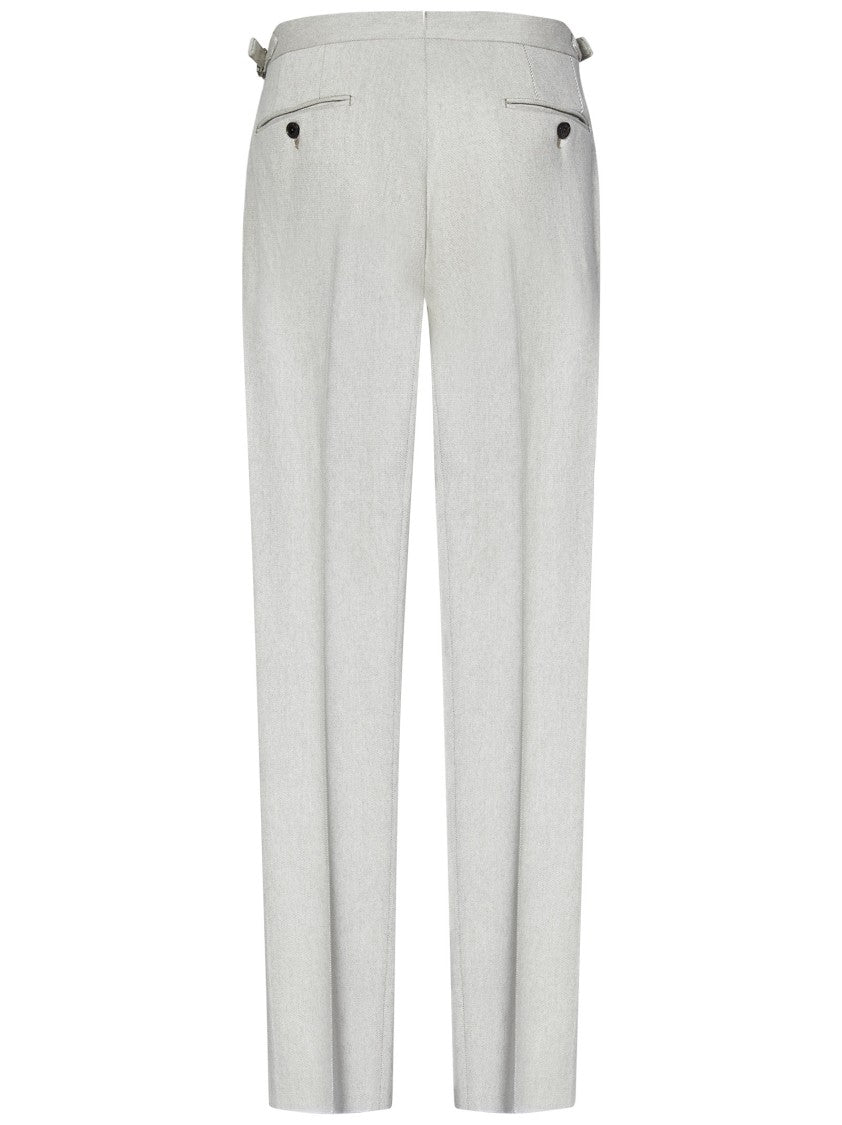 Franzese Collection Cream Australis Super 150S Merino Wool Trousers