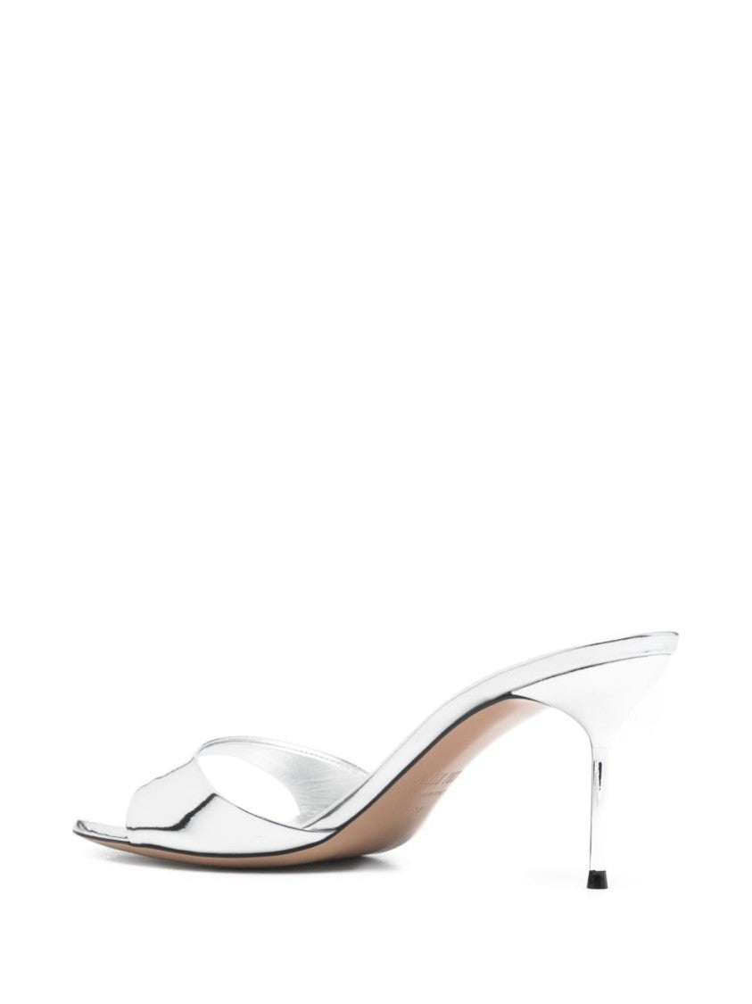 Paris Texas Metallic Silver-Tone Stiletto Heel Open Toe Sandals