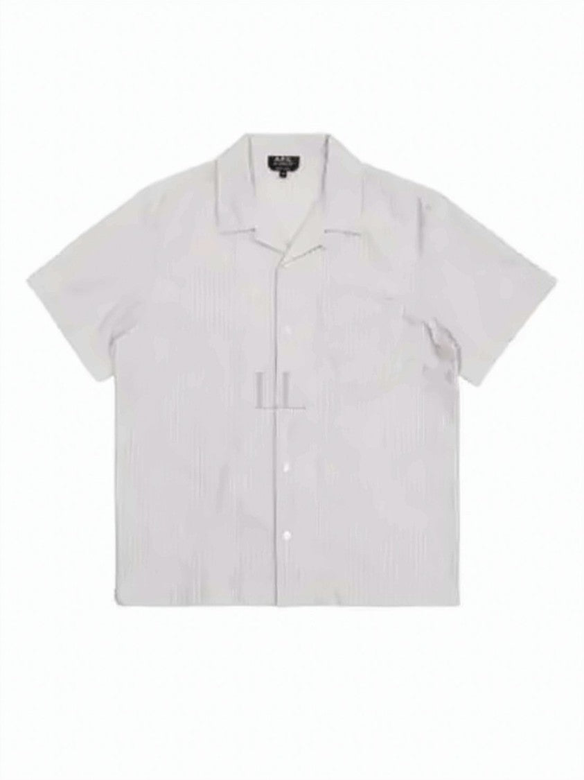A.P.C. Short-Sleeved Cotton Shirt With Classic Collar And Striped Texture