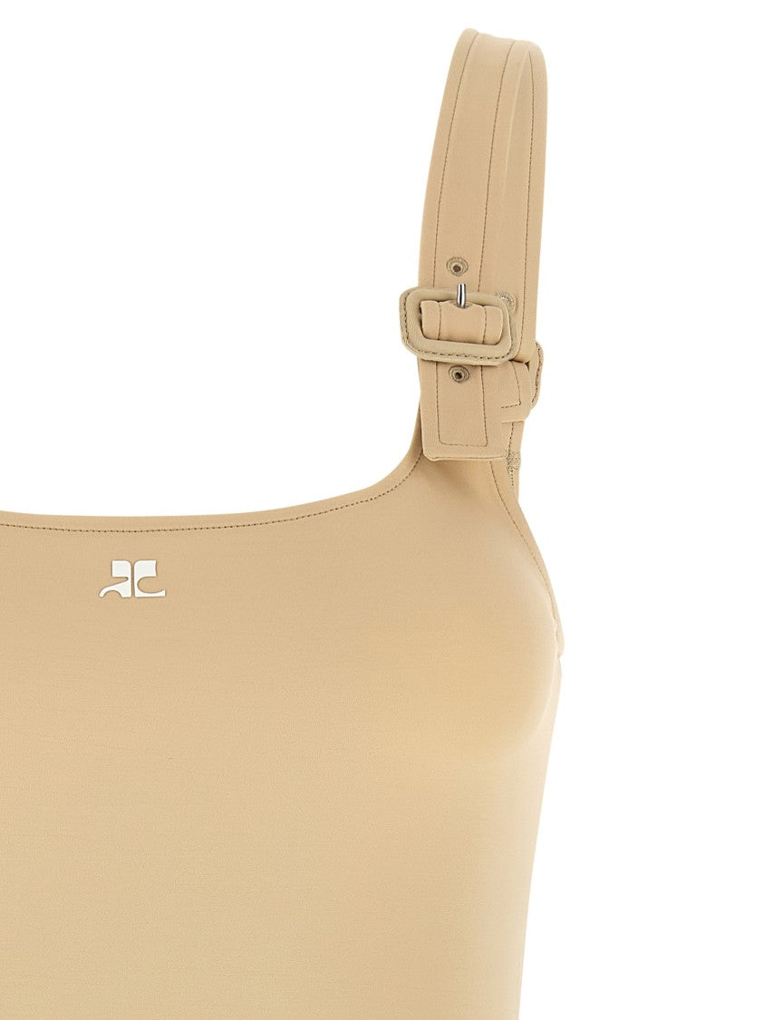 Courrèges Asymmetrical Stretch Fabric Bodysuit With Cut-Out Detail