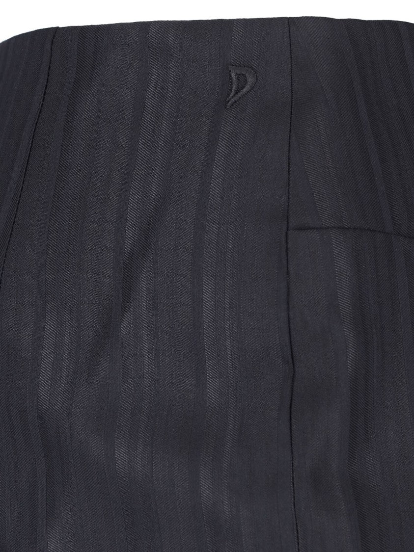 Dondup Black Gessato Wool Pinstripe Mini Skirt