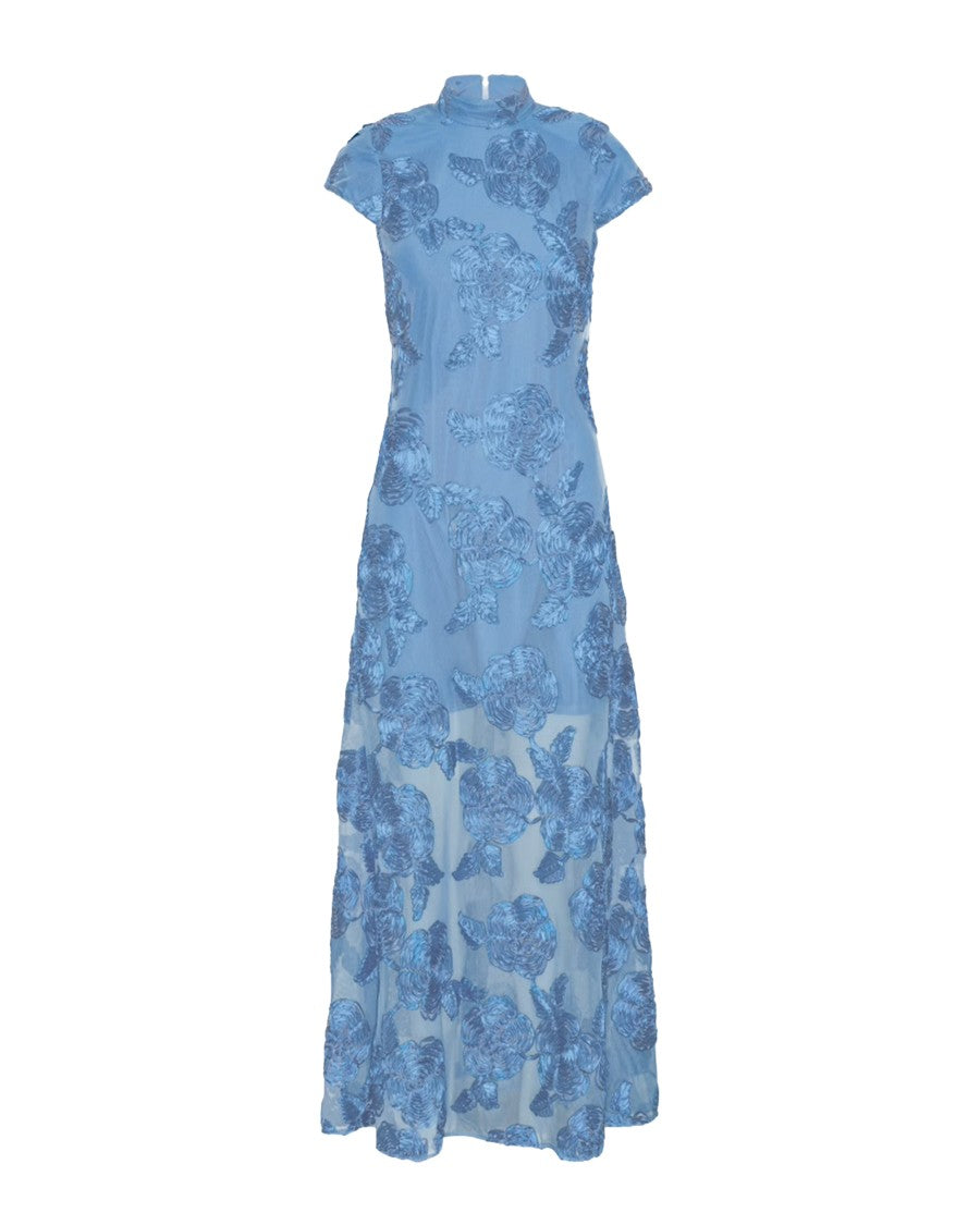 Rotate Hydrangea Mesh Cap-Sleeve Dress