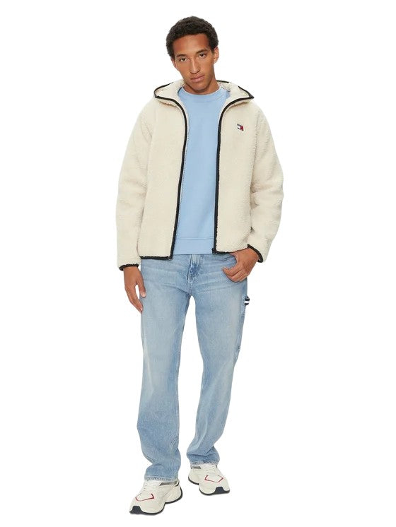 Tommy Jeans White Zip Jacket With Hood