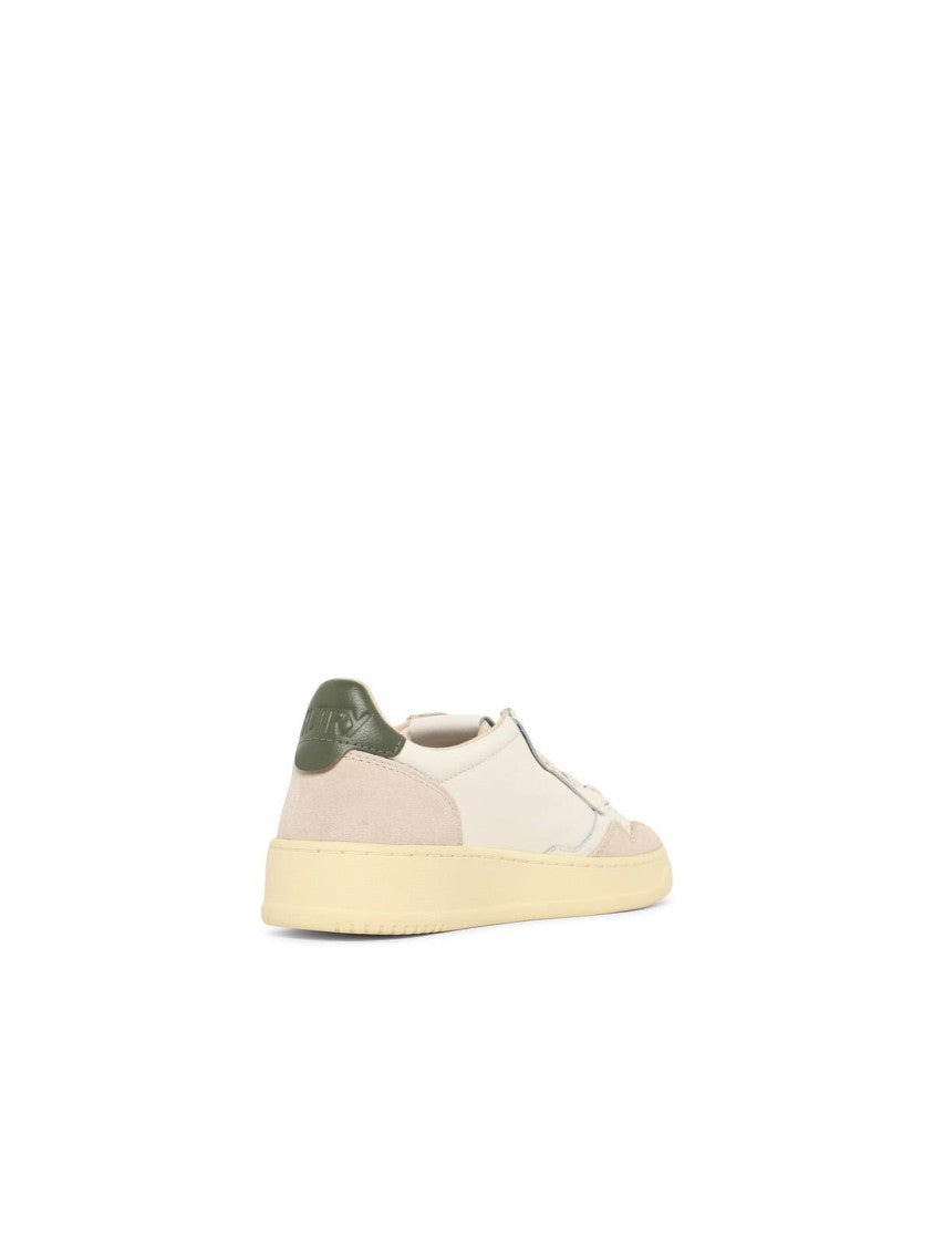 Autry 'Medalist Low' White And Green Leather Sneakers