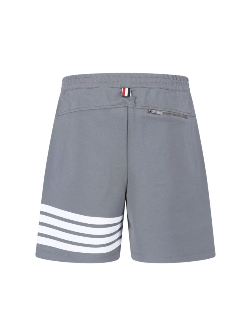 Thom Browne Grey 4-Bar Viscose Blend Straight Shorts