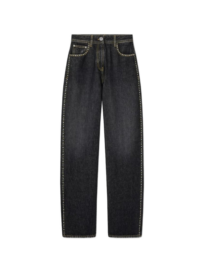 Versace Dark Washed Wide-Leg Studded Denim Jeans