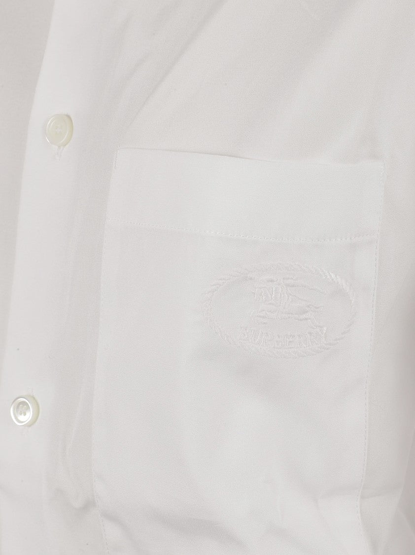 Burberry White Shirt With Equestrian Knight Embroidery