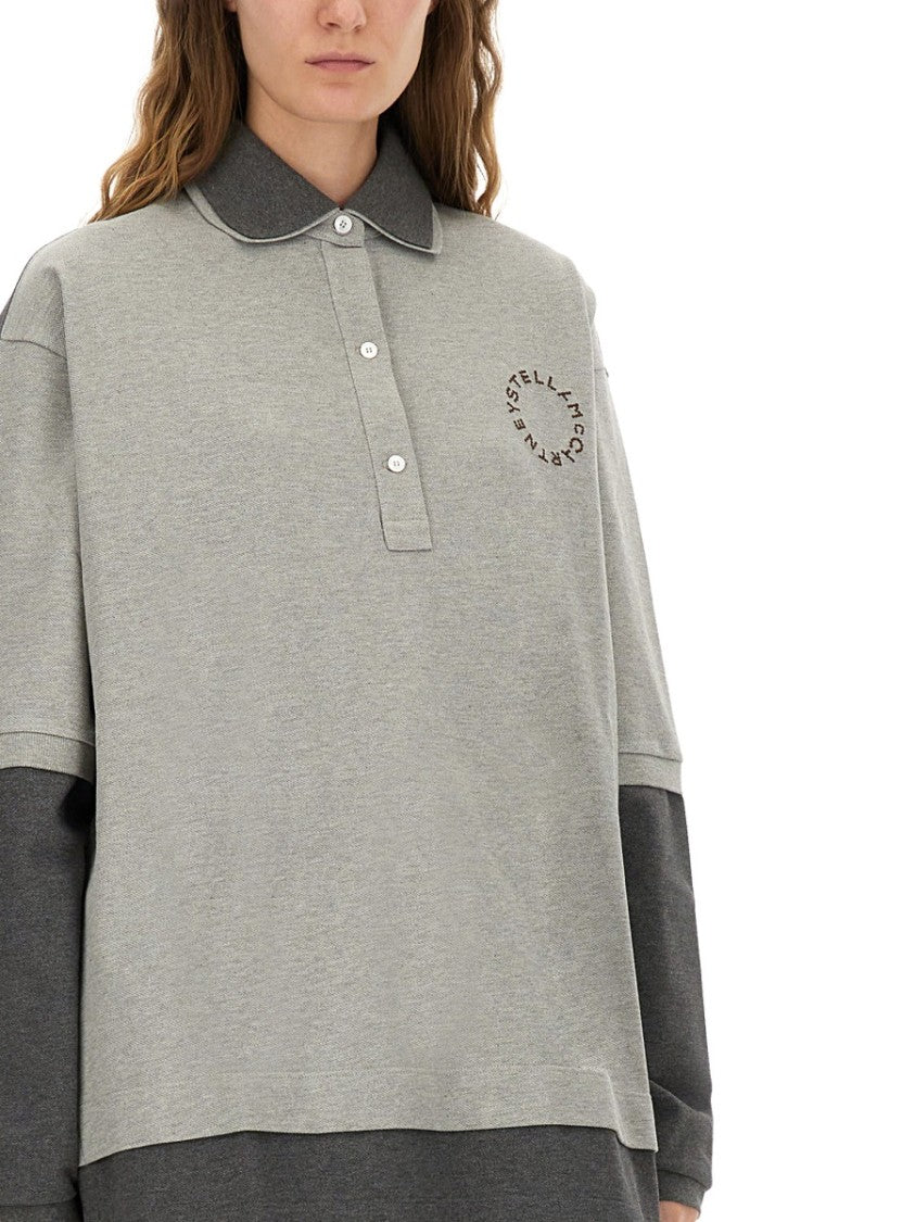 Stella Mccartney Two-Tone Oversized Polo With Contrasting Cuffs