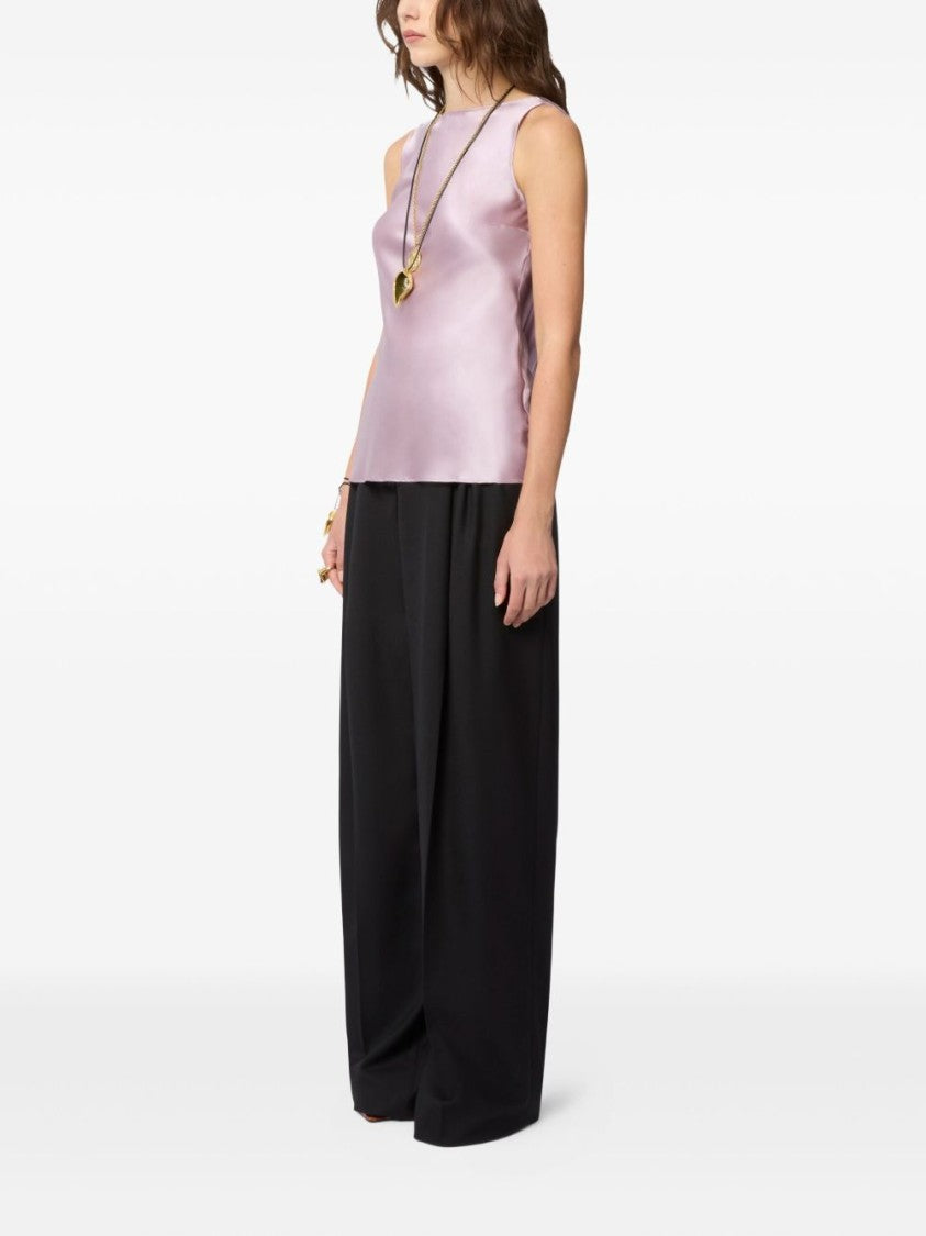 Nina Ricci Pink Draped Halterneck Silk Satin Top