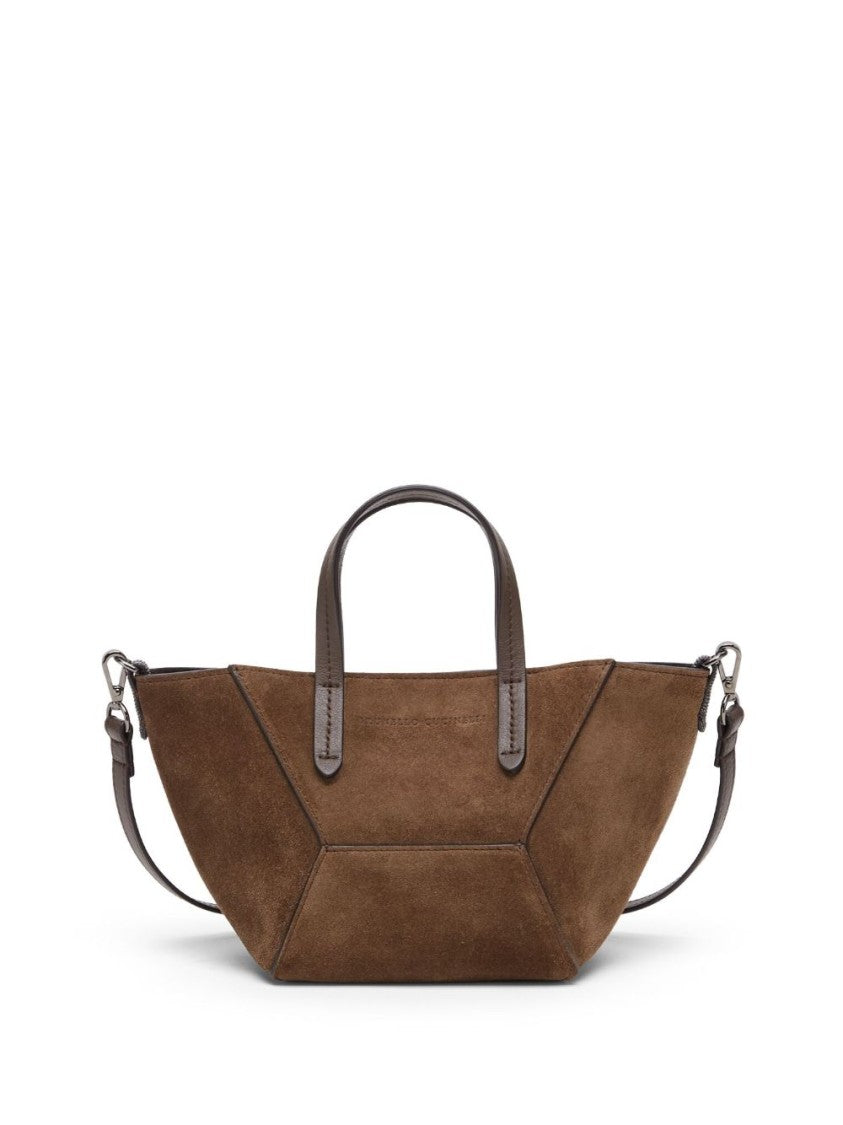 Brunello Cucinelli Structured Suede Leather Bag