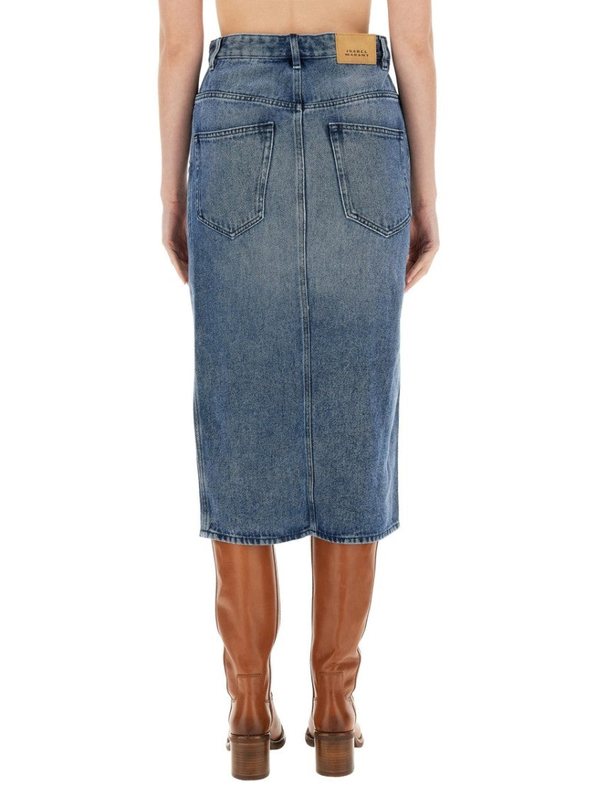Isabel Marant Tilauria Lyocell-Blend Front Slit Midi Skirt