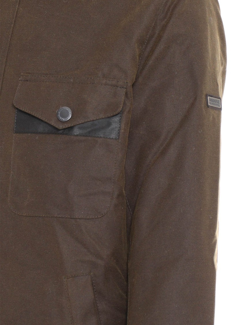 Barbour Brown Waxed Cotton Jacket With Hood