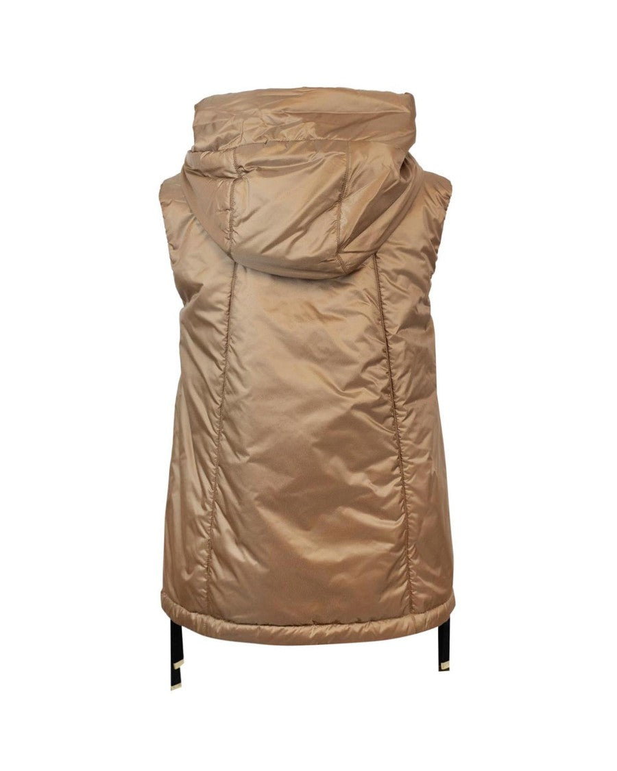 Max Mara Short Gilet With Hood And Drawstring Trim