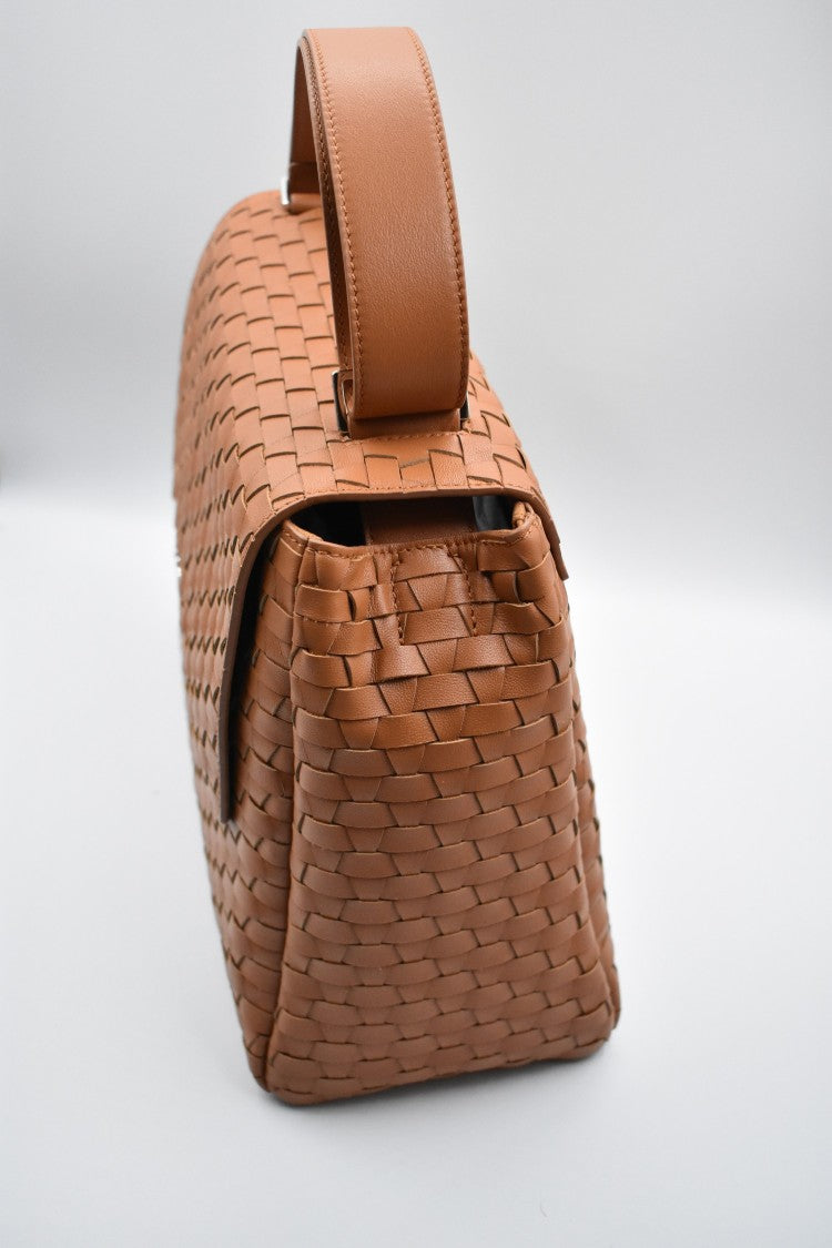 Orciani Woven Nappa Leather Amber Handbag