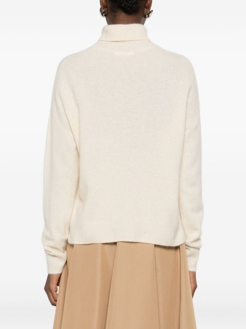 Majestic Filatures High Turtleneck White Knit Sweater