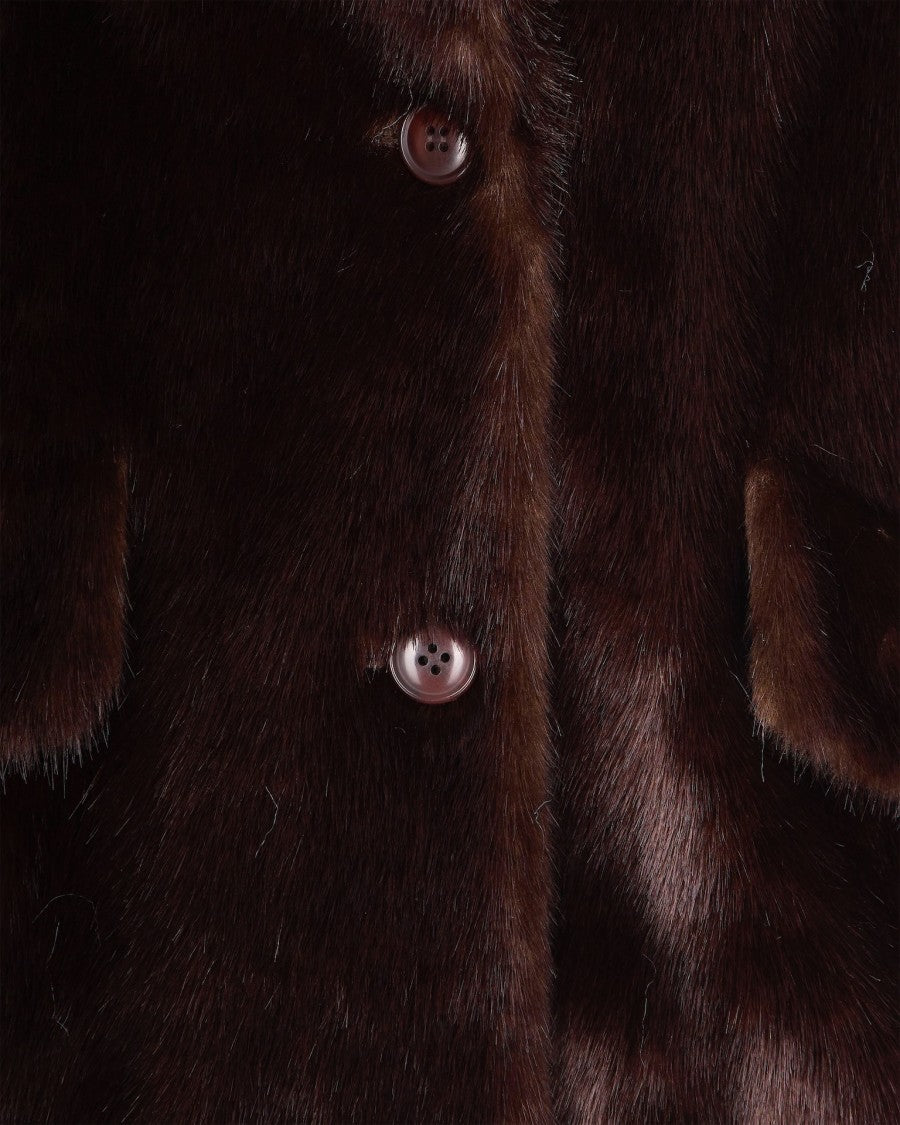 Stand Studio Straight Silhouette Synthetic Fur Jacket With Oversized Shoulders