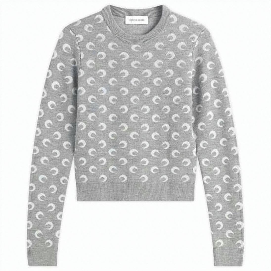 Marine Serre Crescent Moon Pattern Grey Knit Sweater