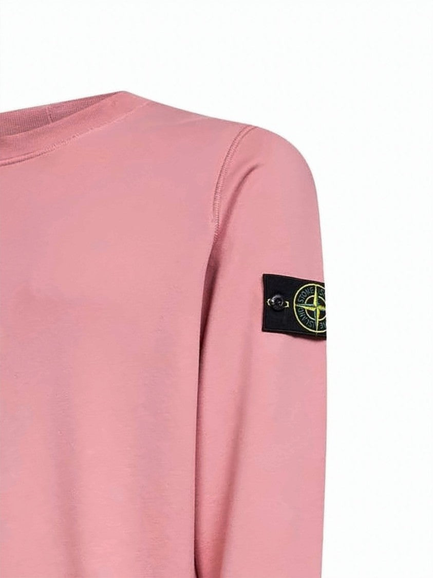 Stone Island Relaxed Fit Long Sleeve Crewneck Sweatshirt With Compass Logo