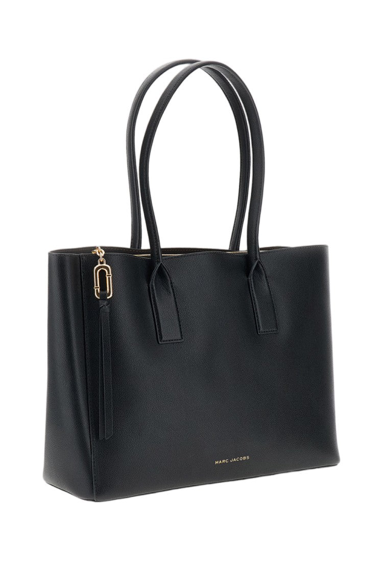 Marc Jacobs Black Pop J Mark Pebbled Leather Tote Bag