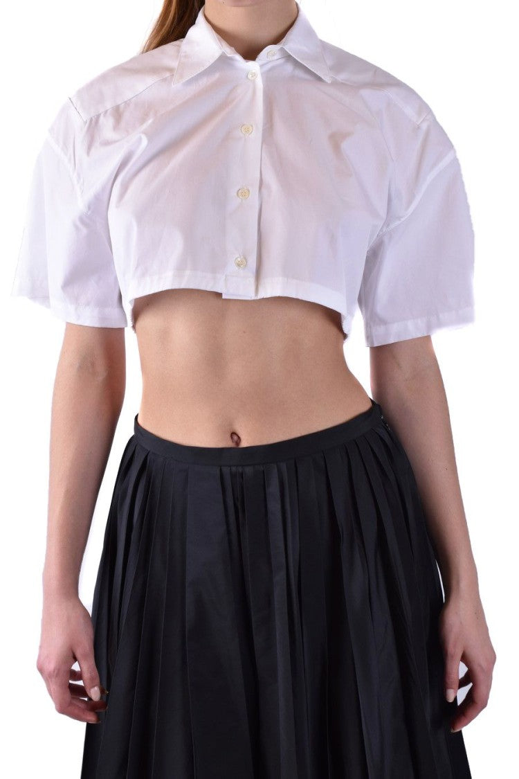 Laneus Cropped Button-Down Shirt Classic Collar Tie