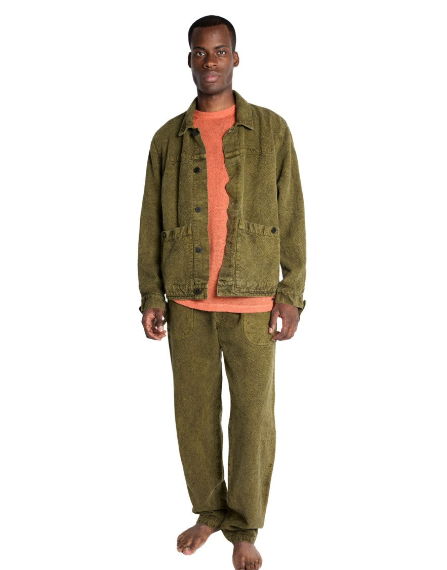 Origin Of Line Green Loose Workwear Hemp Canvas Ranch Pants