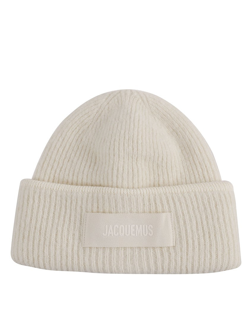 Jacquemus Ribbed Knit Wool Hat With Front Logo Patch