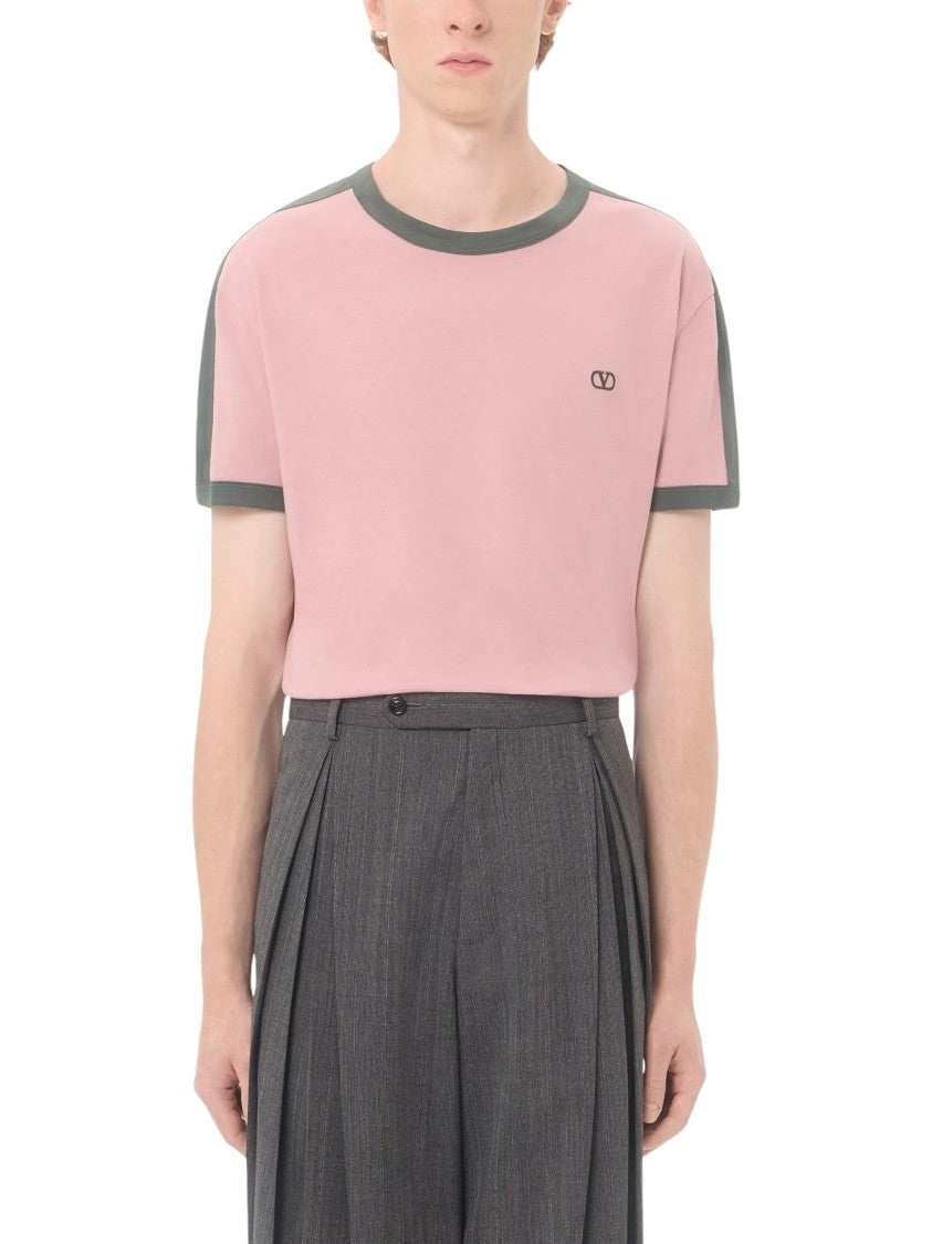 Valentino Pink Vlogo Embroidered Cotton T-Shirt