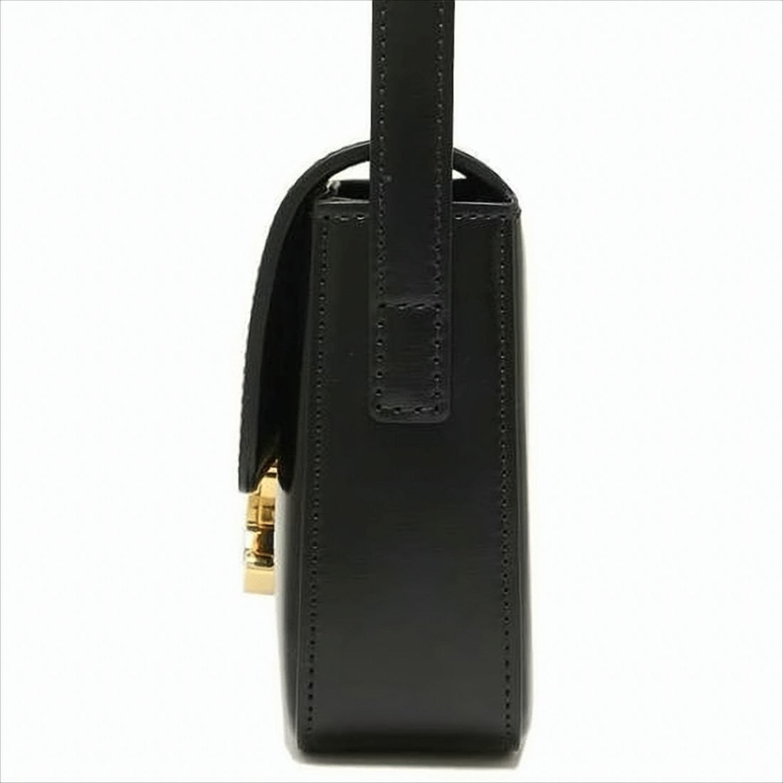 Celine Sleek Black Leather Shoulder Bag