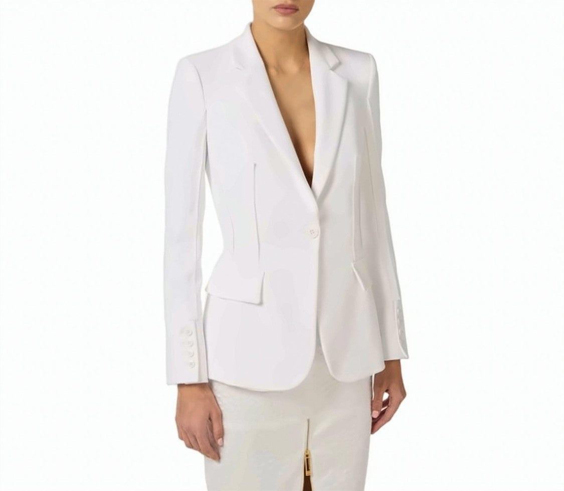 Elisabetta Franchi Stretch Crepe Structured Jacket