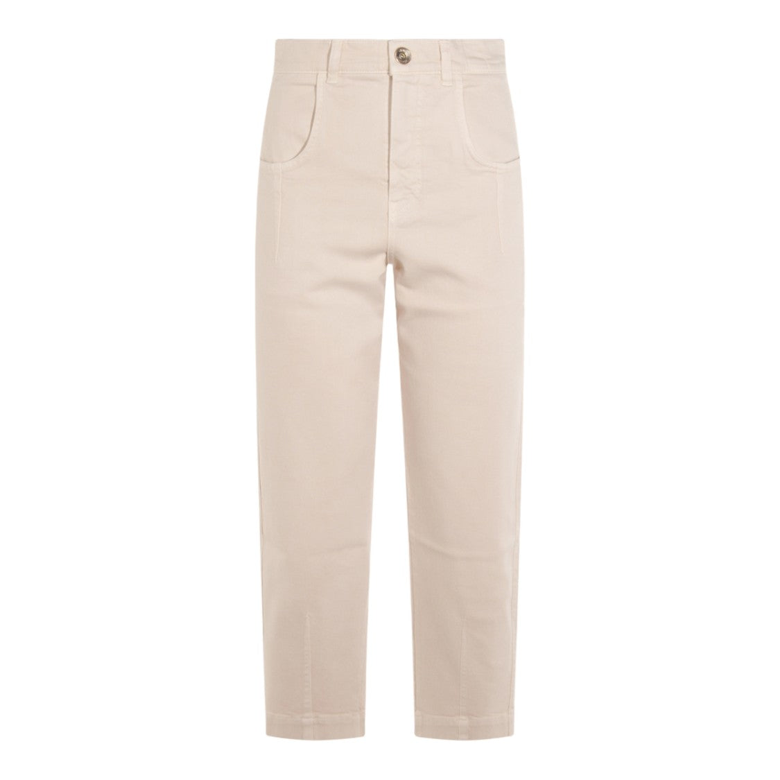 Eleventy High-Waisted Straight-Leg Pants In Sand Shade