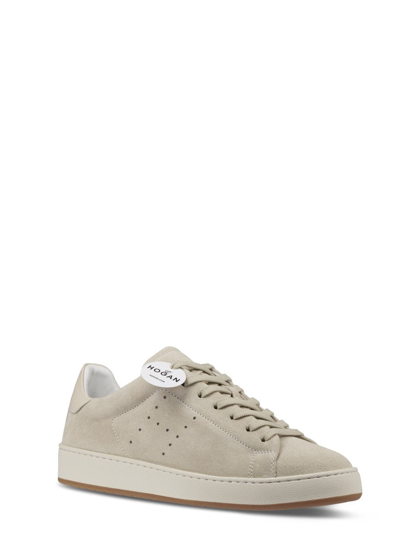 Hogan Minimalist Suede Sneakers With Perforated Detailing
