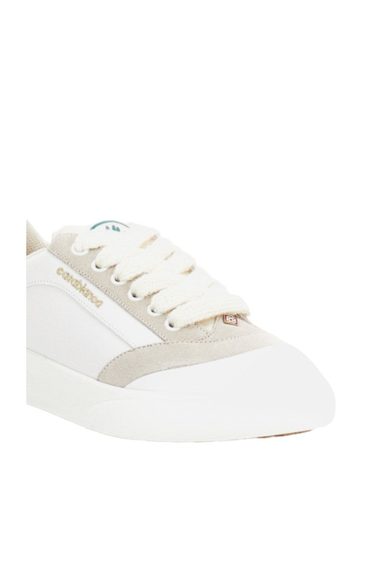 Casablanca White Suede Perforated Fabric Sneakers