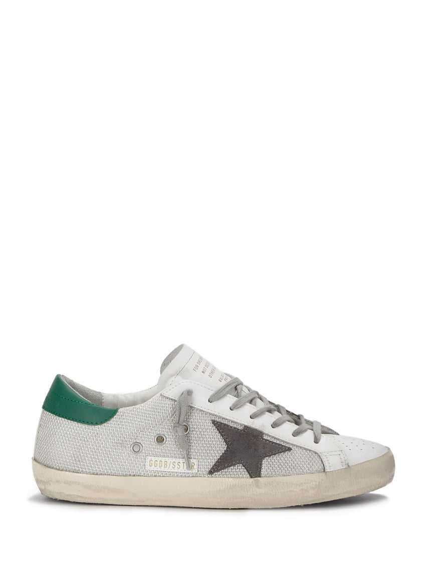 Golden Goose Mesh-Effect Leather Trainers With Green Accents