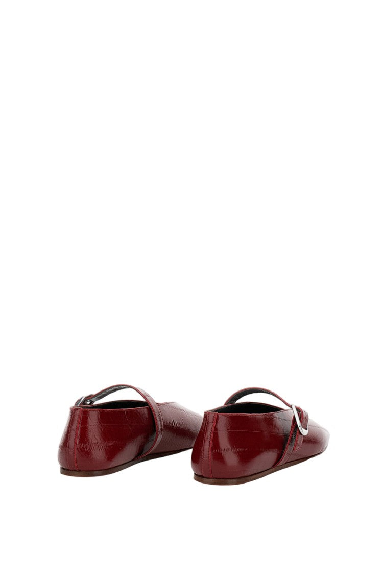 Le Monde Béryl Red Embossed Calf Leather Stella Ballet Flats