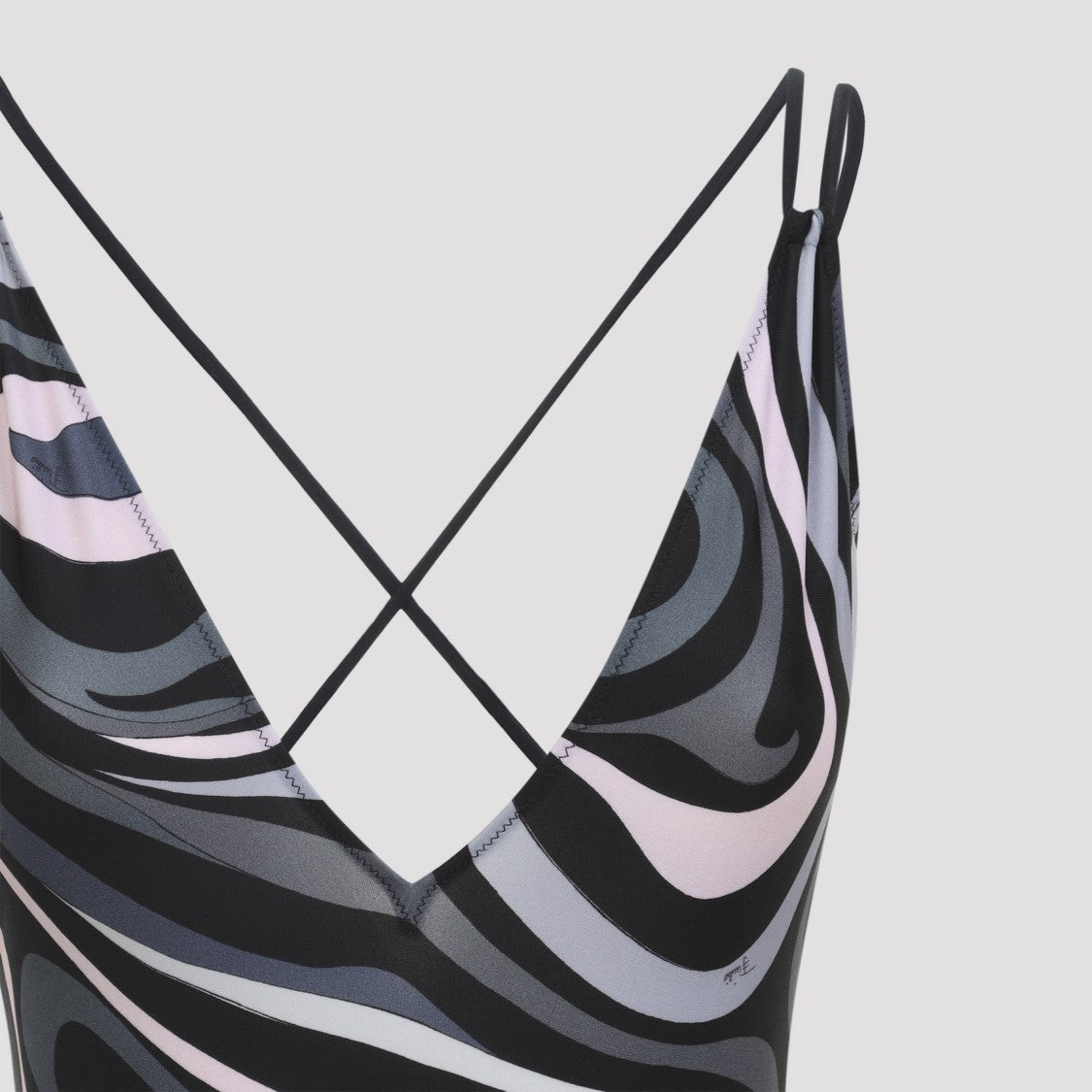 Pucci Deep V-Neck Swimsuit With Abstract Wavy Design