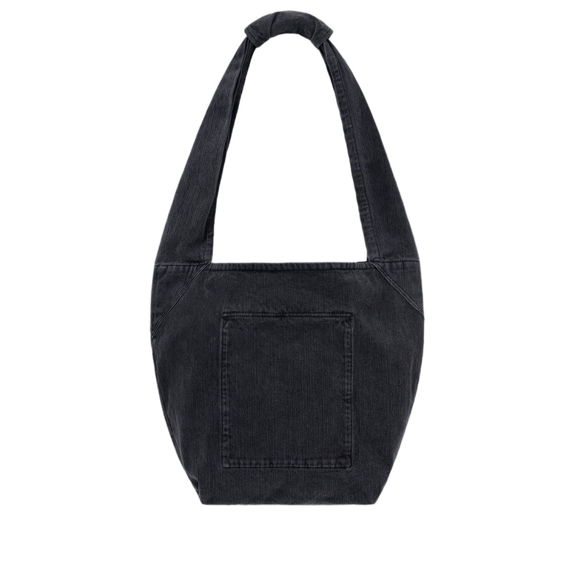 Solid Homme Structured Cotton Denim Shoulder Bag With Embroidered Logo