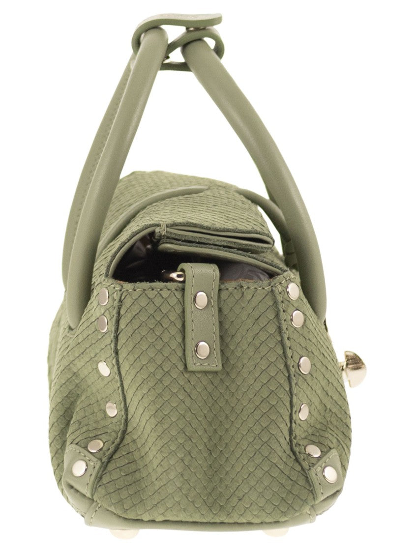 Zanellato Ayers Print Leather Bag With Gold Twist-Lock Closure
