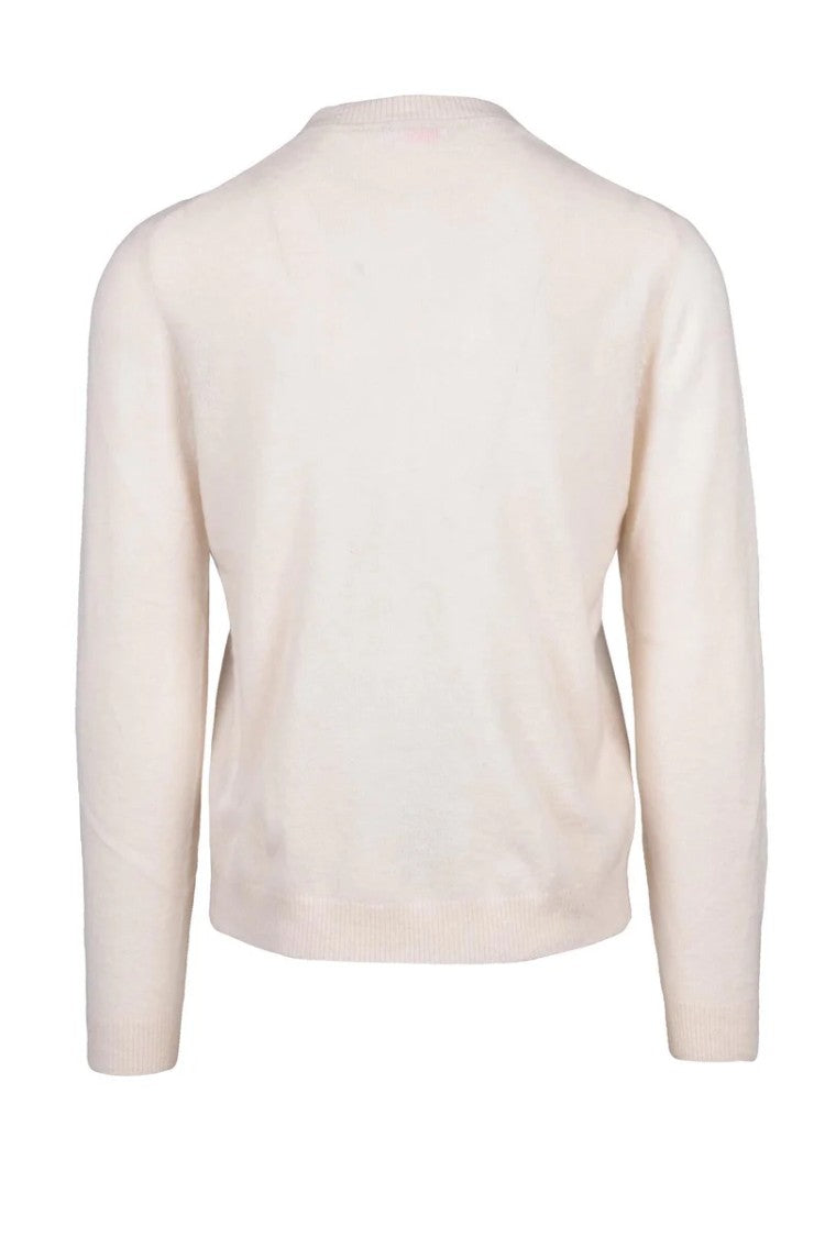Sun68 White Fine-Knit Crewneck Pullover