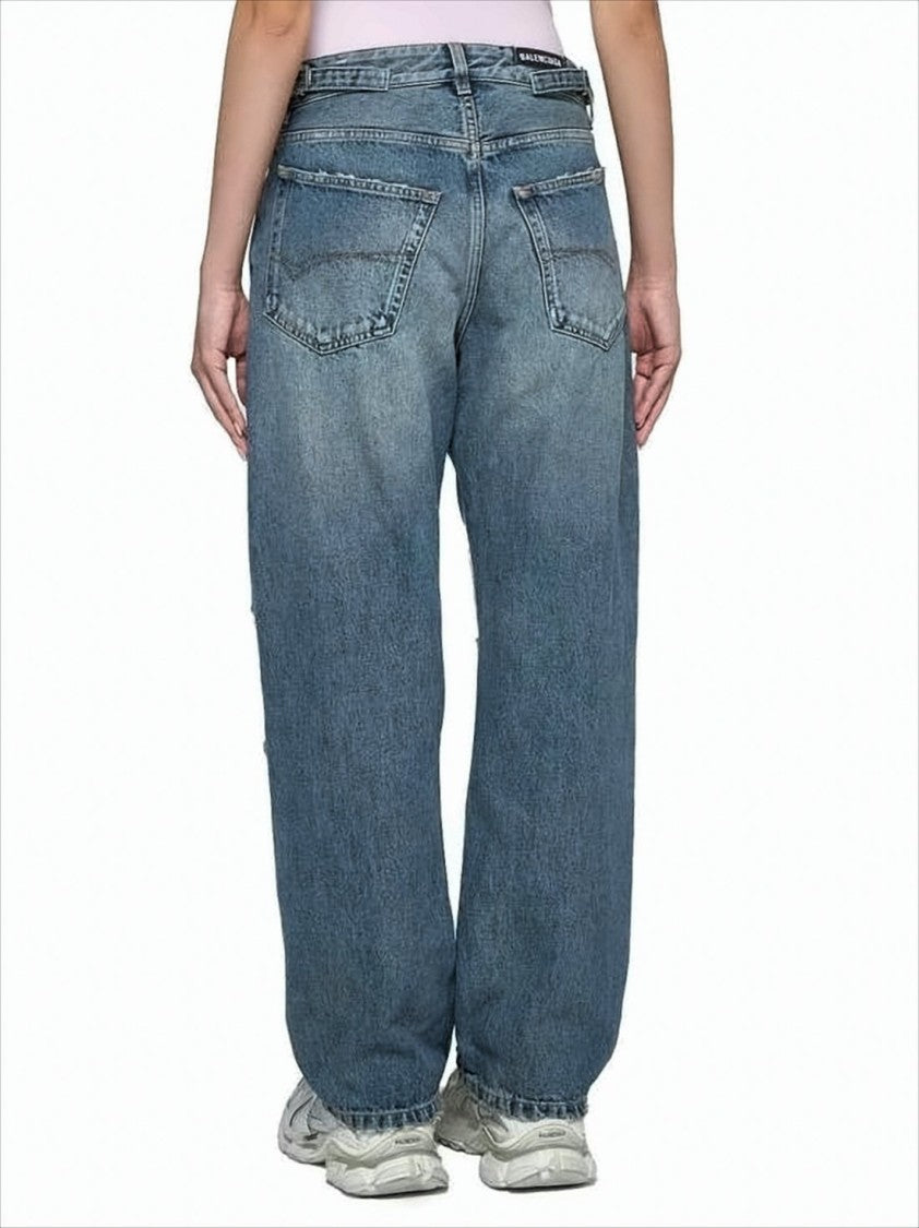 Balenciaga Distressed Denim Pants With Relaxed Fit And Classic Five-Pocket Design