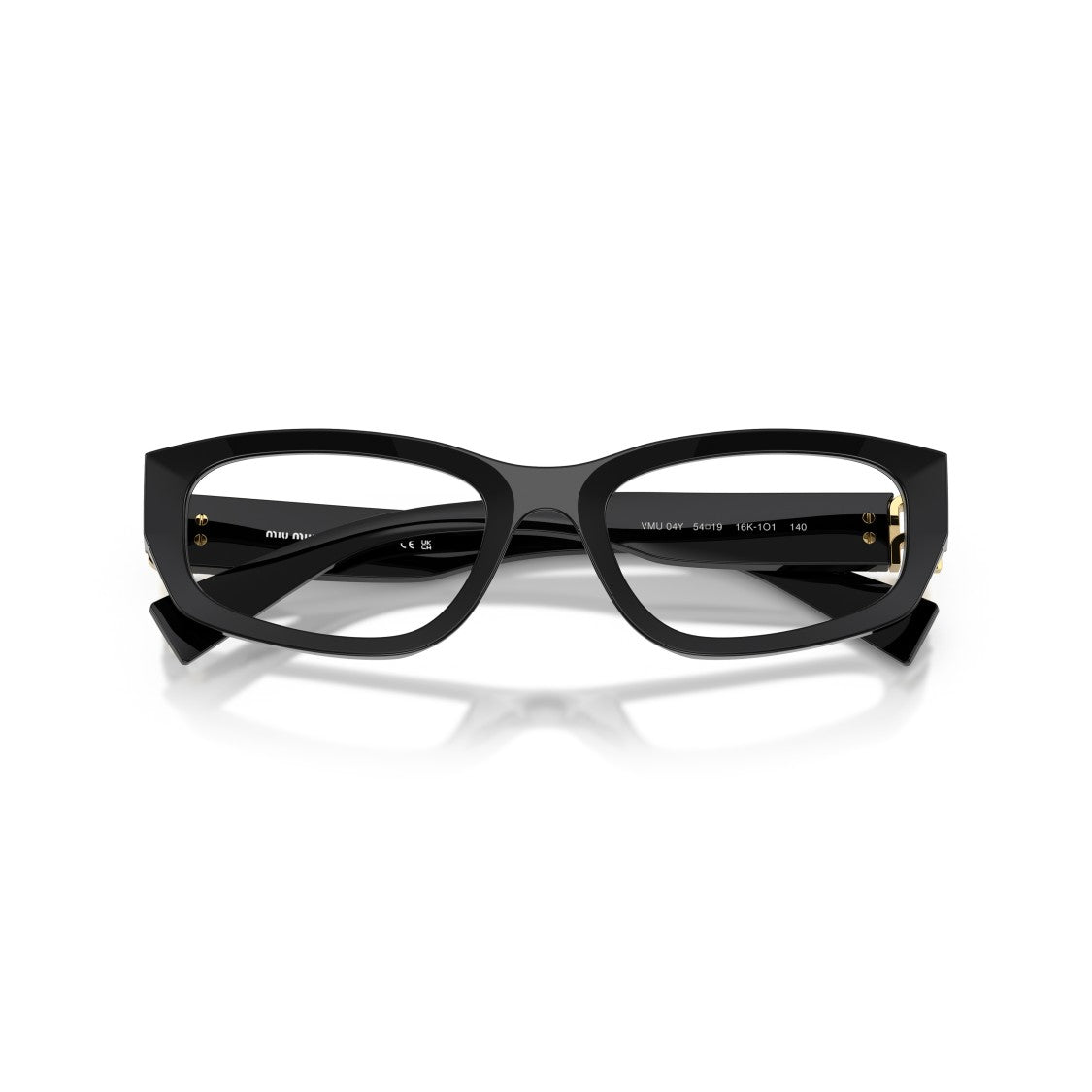 Miu Miu 0Mu 04Yv Glossy Black Acetate Rectangular Eyeglasses