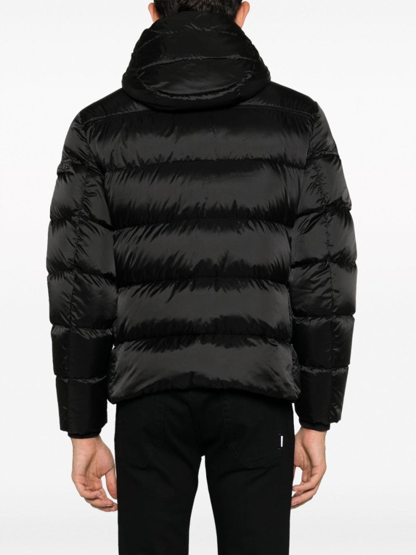 Moorer Puffy Black Coat With High Collar