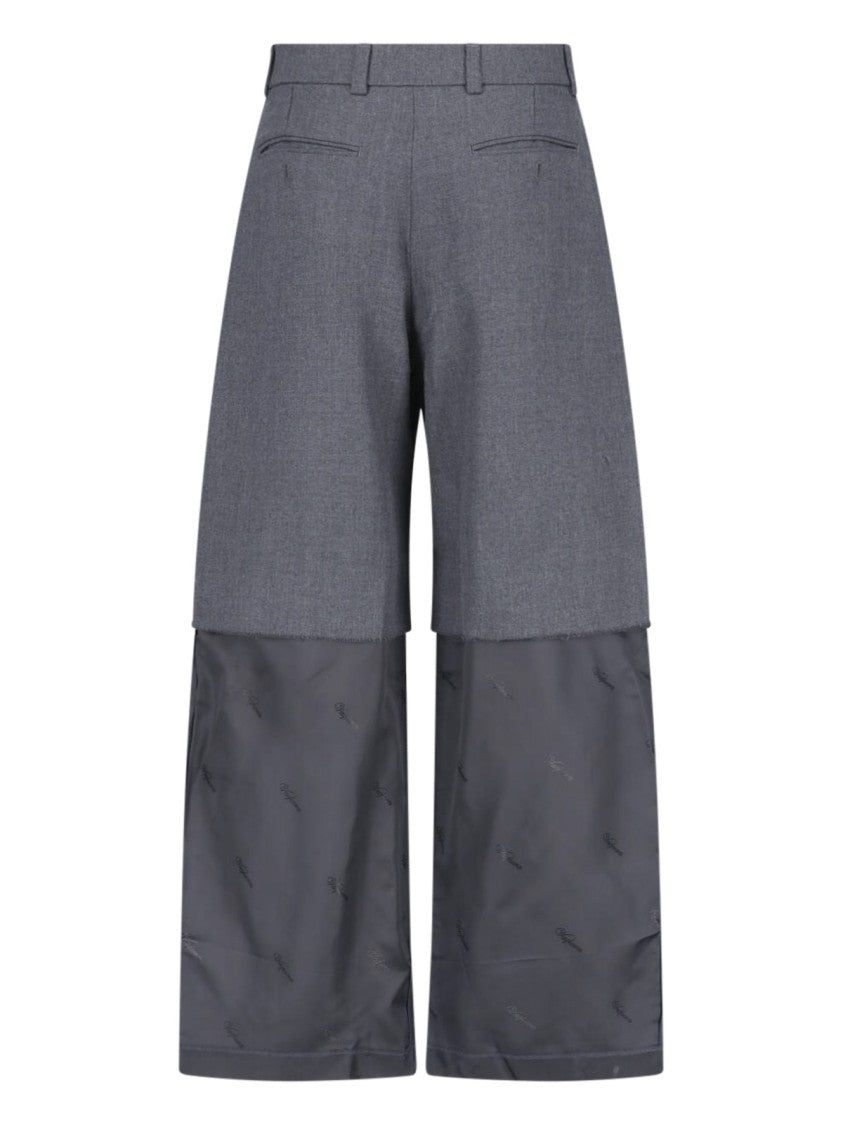 Vaquera Black Two-Tone Patterned Wide-Leg Trousers