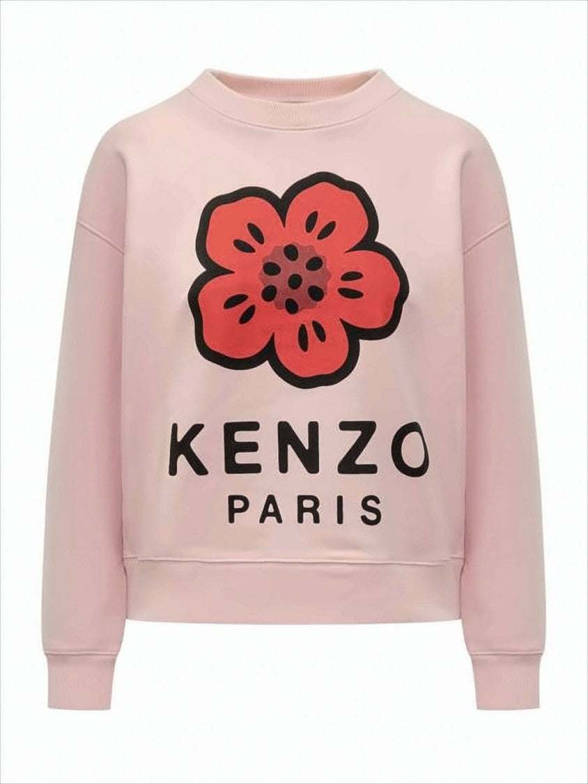 Kenzo Cropped Long-Sleeve Sweatshirt With Bold Floral Graphic