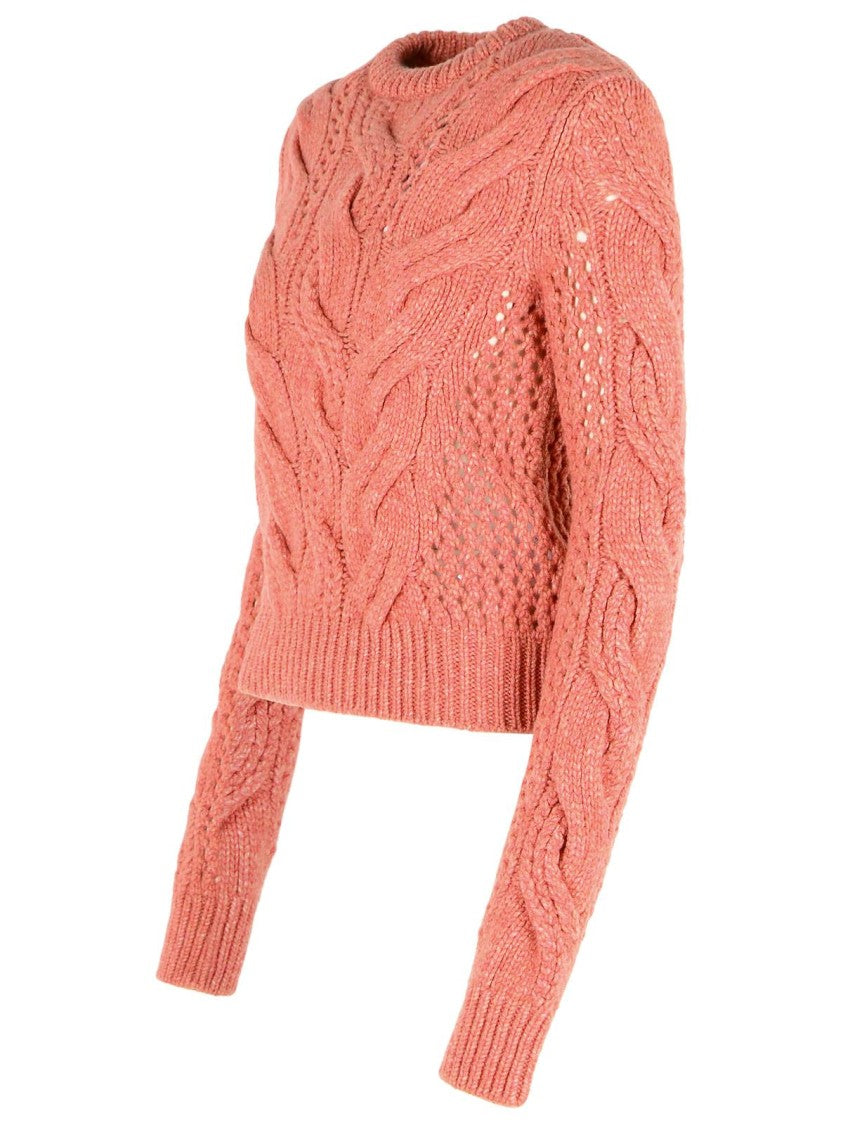 Sportmax 'Radio' Crewneck Sweater With Pink Wool Blend Braids